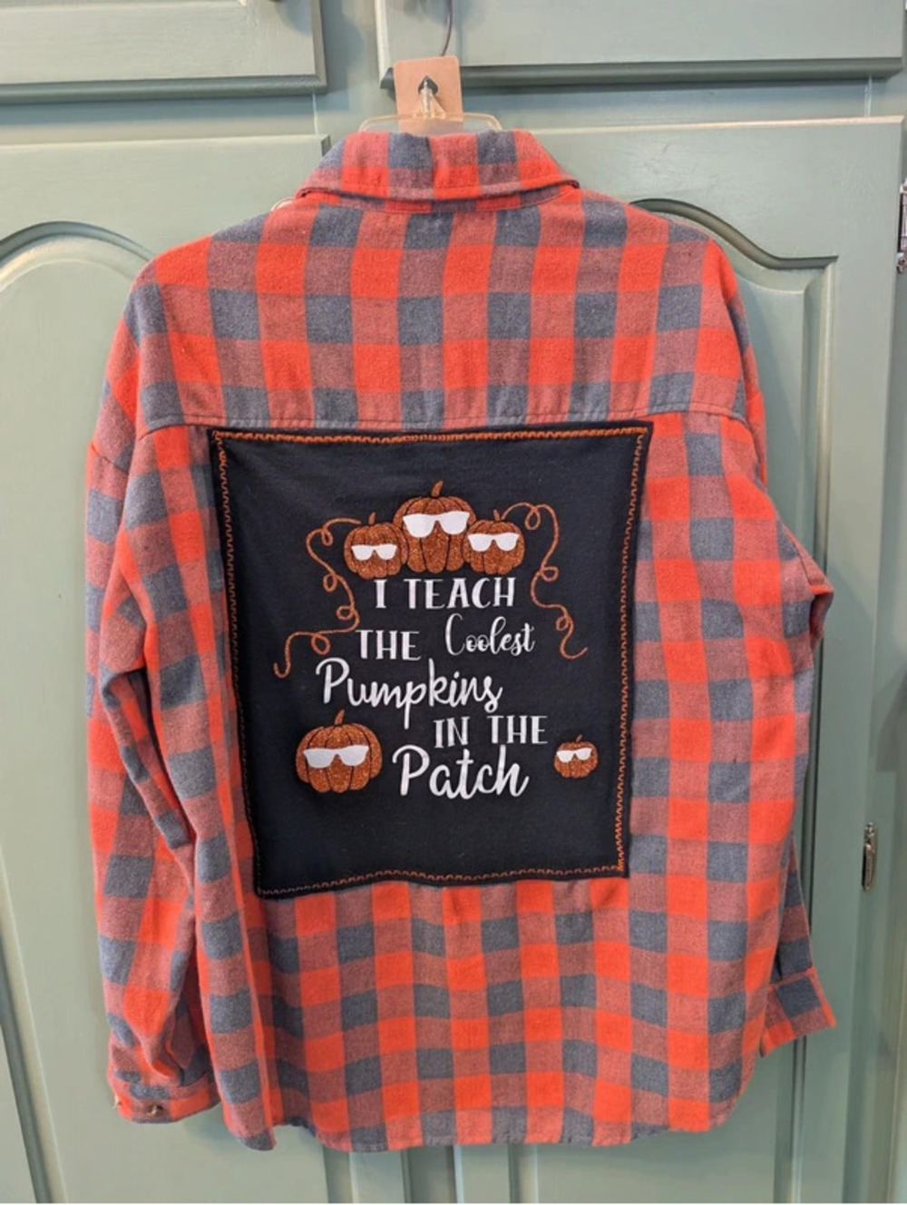 Teacher Cutest Pumpkins in the Patch Flannel Shirt Upcycled